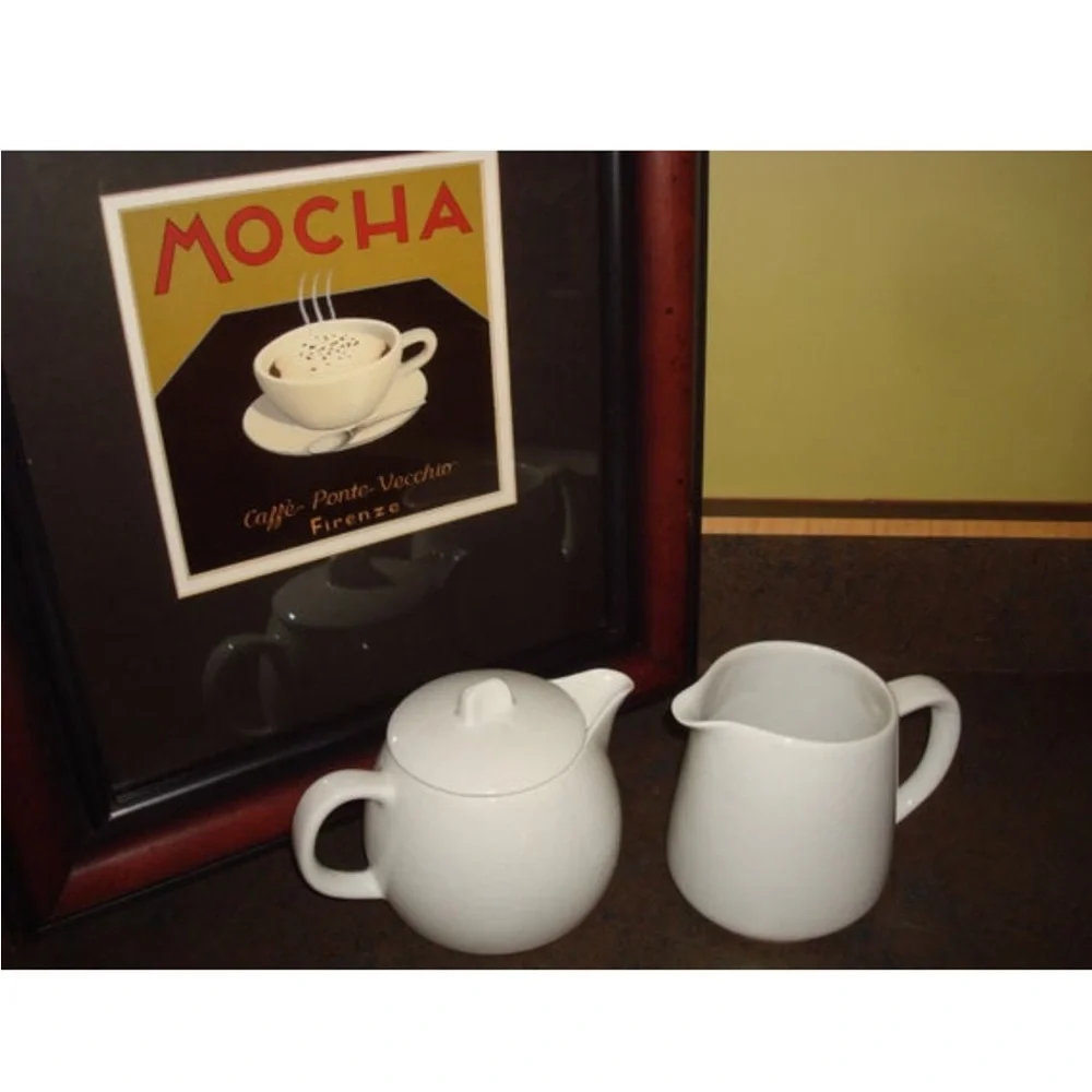 Vintage Arabia Finland White Covered Teapot and Cream Pitcher